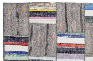 Striped Over Dyed Kilim Patchwork Unique Rug 5'3'' x 7'7'' ft 160 x 230 cm