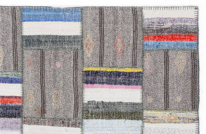 Striped Over Dyed Kilim Patchwork Unique Rug 5'3'' x 7'7'' ft 160 x 230 cm