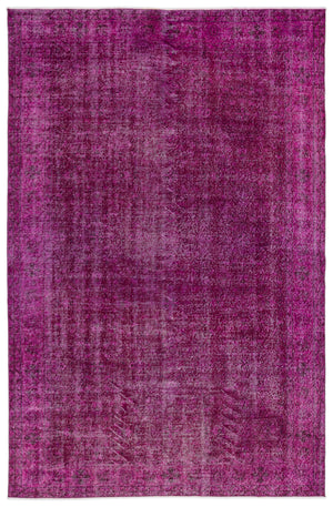 Fuchsia Over Dyed Vintage Rug 6'3'' x 9'7'' ft 191 x 292 cm