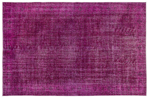 Fuchsia Over Dyed Vintage Rug 6'3'' x 9'7'' ft 191 x 292 cm