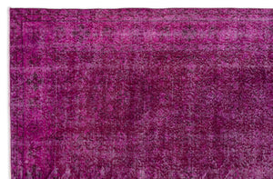 Fuchsia Over Dyed Vintage Rug 6'3'' x 9'7'' ft 191 x 292 cm