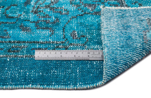 Turquoise Over Dyed Vintage Rug 5'10'' x 9'3'' ft 178 x 283 cm