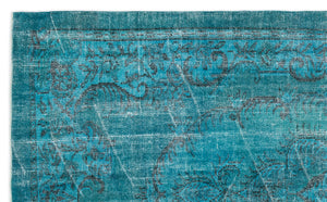 Turquoise Over Dyed Vintage Rug 5'10'' x 9'3'' ft 178 x 283 cm