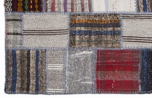 Striped Over Dyed Kilim Patchwork Unique Rug 5'3'' x 7'7'' ft 160 x 230 cm