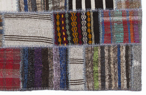 Striped Over Dyed Kilim Patchwork Unique Rug 5'3'' x 7'7'' ft 160 x 230 cm