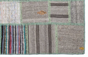 Striped Over Dyed Kilim Patchwork Unique Rug 5'3'' x 7'7'' ft 160 x 230 cm