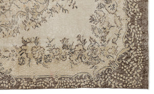 Beige Over Dyed Vintage Rug 5'8'' x 9'5'' ft 173 x 288 cm