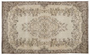 Beige Over Dyed Vintage Rug 5'8'' x 9'5'' ft 173 x 288 cm