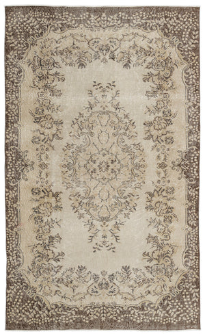 Beige Over Dyed Vintage Rug 5'8'' x 9'5'' ft 173 x 288 cm