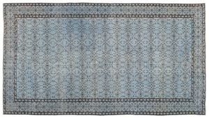 Blue Over Dyed Vintage Rug 4'11'' x 8'9'' ft 149 x 267 cm