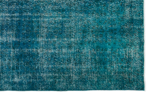 Turquoise Over Dyed Vintage Rug 6'4'' x 9'12'' ft 192 x 304 cm