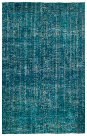 Turquoise Over Dyed Vintage Rug 6'4'' x 9'12'' ft 192 x 304 cm