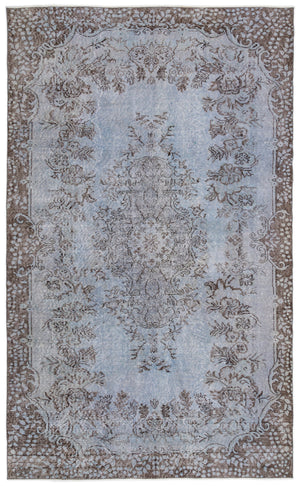Blue Over Dyed Vintage Rug 5'9'' x 9'5'' ft 176 x 287 cm