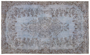 Blue Over Dyed Vintage Rug 5'9'' x 9'5'' ft 176 x 287 cm