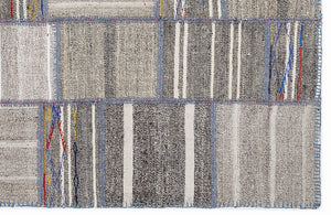Striped Over Dyed Kilim Patchwork Unique Rug 5'3'' x 7'7'' ft 160 x 230 cm
