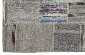 Striped Over Dyed Kilim Patchwork Unique Rug 5'3'' x 7'7'' ft 160 x 230 cm