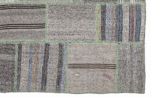 Striped Over Dyed Kilim Patchwork Unique Rug 5'3'' x 7'7'' ft 160 x 230 cm