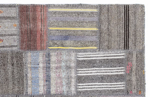 Striped Over Dyed Kilim Patchwork Unique Rug 5'3'' x 7'7'' ft 160 x 230 cm