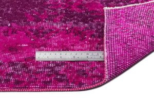 Traditional Design Fuchsia Over Dyed Vintage Rug 5'8'' x 9'1'' ft 173 x 277 cm