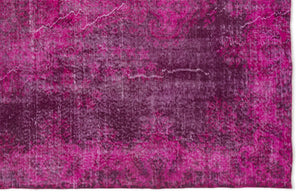 Traditional Design Fuchsia Over Dyed Vintage Rug 5'8'' x 9'1'' ft 173 x 277 cm