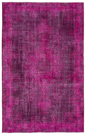 Traditional Design Fuchsia Over Dyed Vintage Rug 5'8'' x 9'1'' ft 173 x 277 cm