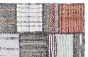 Striped Over Dyed Kilim Patchwork Unique Rug 5'3'' x 7'7'' ft 160 x 230 cm