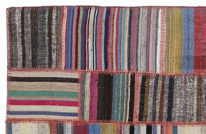Striped Over Dyed Kilim Patchwork Unique Rug 5'3'' x 7'7'' ft 160 x 230 cm