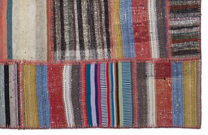 Striped Over Dyed Kilim Patchwork Unique Rug 5'3'' x 7'7'' ft 160 x 230 cm