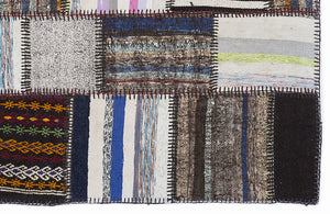 Striped Over Dyed Kilim Patchwork Unique Rug 5'3'' x 7'7'' ft 160 x 230 cm