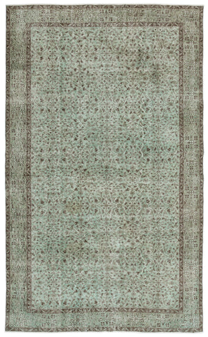 Green Over Dyed Vintage Rug 5'5'' x 8'12'' ft 164 x 274 cm