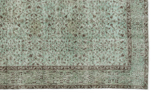 Green Over Dyed Vintage Rug 5'5'' x 8'12'' ft 164 x 274 cm