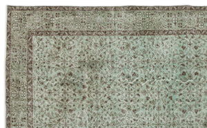 Green Over Dyed Vintage Rug 5'5'' x 8'12'' ft 164 x 274 cm