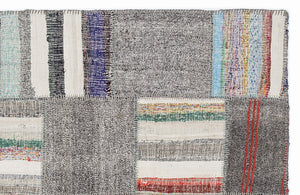 Striped Over Dyed Kilim Patchwork Unique Rug 5'3'' x 7'7'' ft 160 x 230 cm