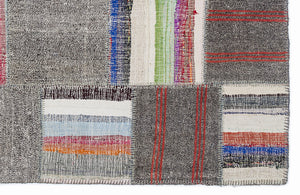 Striped Over Dyed Kilim Patchwork Unique Rug 5'3'' x 7'7'' ft 160 x 230 cm