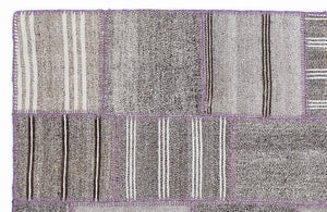 Striped Over Dyed Kilim Patchwork Unique Rug 5'3'' x 7'7'' ft 160 x 230 cm