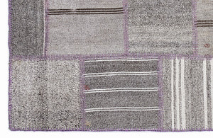 Striped Over Dyed Kilim Patchwork Unique Rug 5'3'' x 7'7'' ft 160 x 230 cm