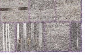 Striped Over Dyed Kilim Patchwork Unique Rug 5'3'' x 7'7'' ft 160 x 230 cm