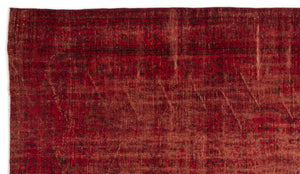 Red Over Dyed Vintage Rug 5'9'' x 9'12'' ft 175 x 304 cm