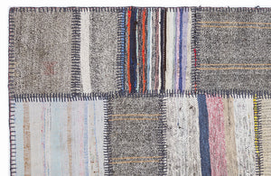 Striped Over Dyed Kilim Patchwork Unique Rug 5'3'' x 7'7'' ft 160 x 230 cm