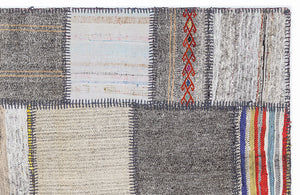 Striped Over Dyed Kilim Patchwork Unique Rug 5'3'' x 7'7'' ft 160 x 230 cm