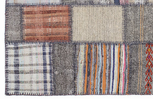 Striped Over Dyed Kilim Patchwork Unique Rug 5'3'' x 7'7'' ft 160 x 230 cm