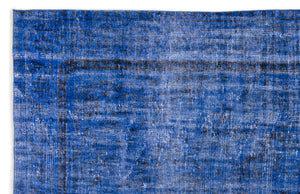 Blue Over Dyed Vintage Rug 5'10'' x 9'5'' ft 178 x 287 cm
