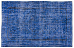 Blue Over Dyed Vintage Rug 5'10'' x 9'5'' ft 178 x 287 cm