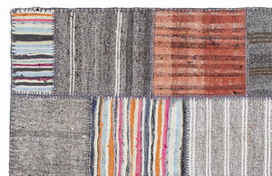 Mixed Over Dyed Kilim Patchwork Unique Rug 5'3'' x 7'7'' ft 160 x 230 cm