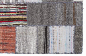 Mixed Over Dyed Kilim Patchwork Unique Rug 5'3'' x 7'7'' ft 160 x 230 cm
