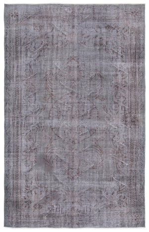 Gray Over Dyed Vintage Rug 5'12'' x 9'9'' ft 182 x 297 cm