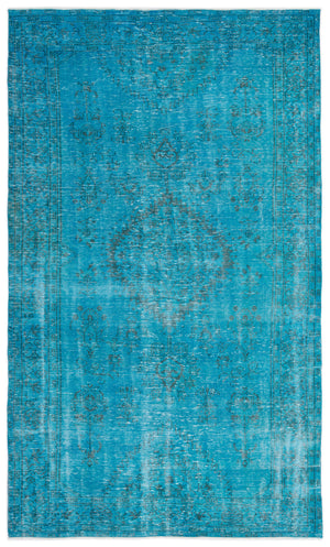Turquoise Over Dyed Vintage Rug 5'10'' x 9'6'' ft 179 x 290 cm