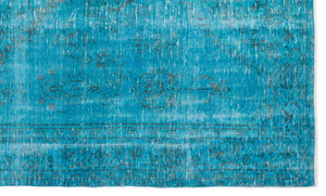 Turquoise Over Dyed Vintage Rug 5'10'' x 9'6'' ft 179 x 290 cm