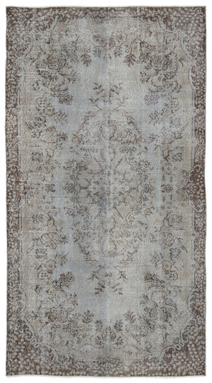 Gray Over Dyed Vintage Rug 4'12'' x 9'1'' ft 152 x 278 cm