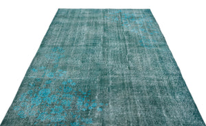 Turquoise Over Dyed Vintage Rug 5'6'' x 9'0'' ft 168 x 275 cm